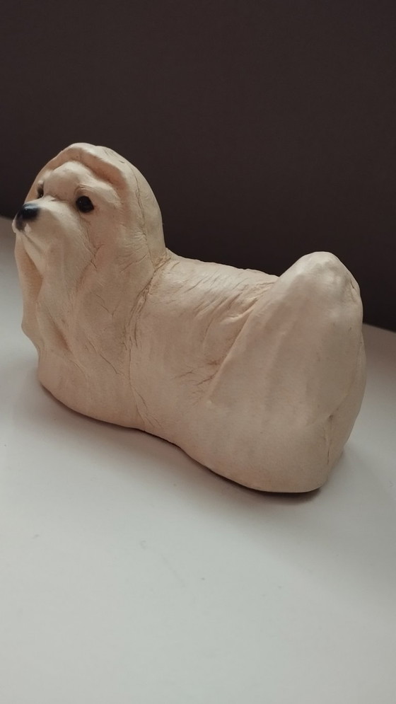 Image 1 of Mid-Century Artisan Leather Shih Tzu – "Chateau Leather" (Canada)