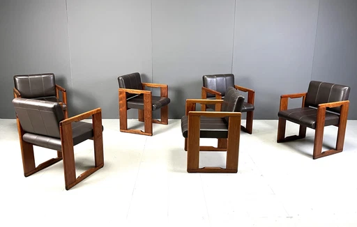 Ensemble de 6 chaises de salle à manger vintage par Tobia & Afra Scarpa, 1970S