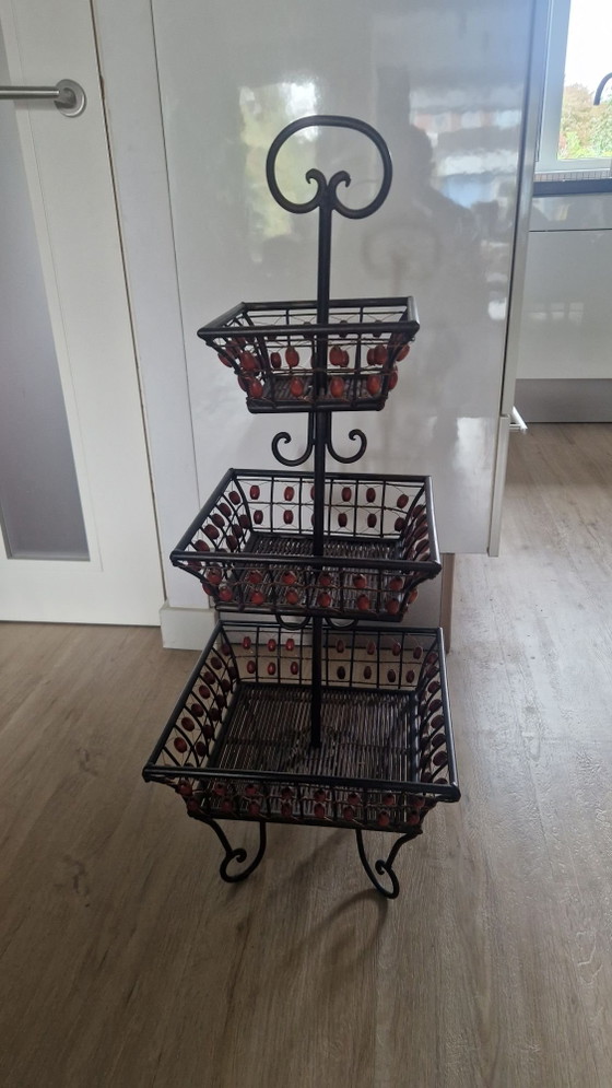 Etagere / cesto di frutta, 3 livelli, 91cm alto. – Oggetti decorativi, Metallo, Legno (photo 2 of 7)