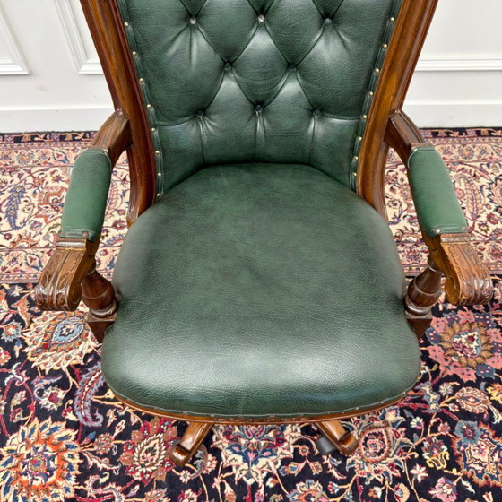 Silla de oficina Chesterfield verde – Sillas de oficina, Leather, Metal (photo 6 of 8)
