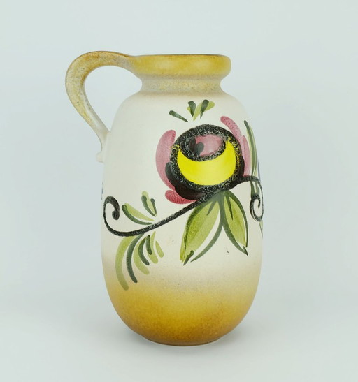 Vintage Scheuwich vaas uit het midden van de vorige eeuw, kleurrijk met lavasteenbloemen, model 484-27