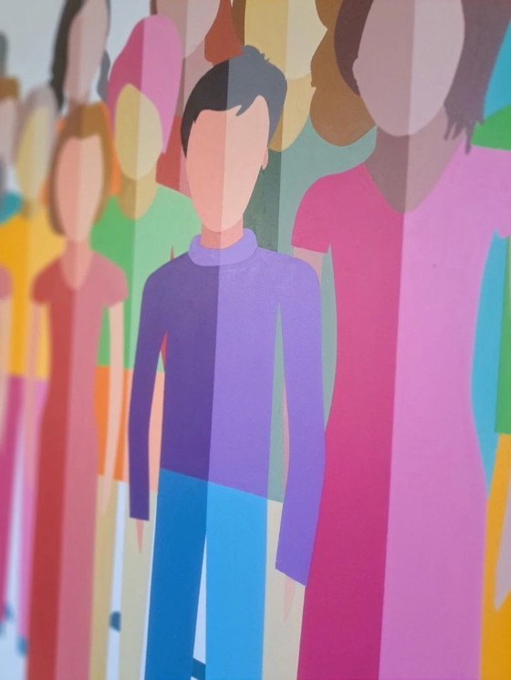 Image 1 of Colorful Modern Figurative Painting | 86 x 114 cm | Acrylic on MDF