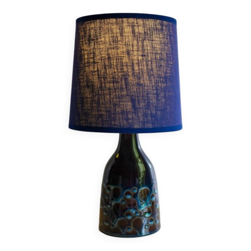 Mid-century modern pottery table lamp with candy glazing from Söholm, Denmark, 1960s