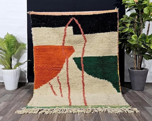 Alfombra tradicional marroquí hecha a mano de pura lana, tamaño 150/250 cm.