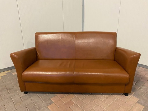 Cognackleurige 2,5-zitsbank van echt leer – Premium zitcomfort – Modern en duurzaam design