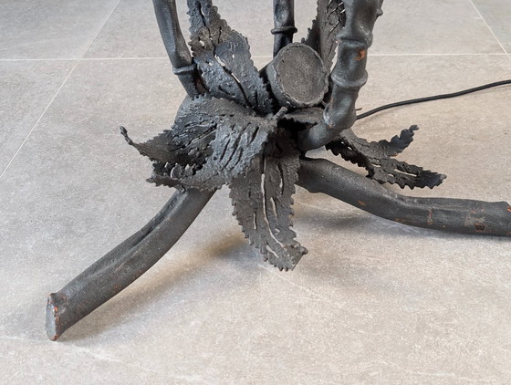 Lampada da terra brutalista in ferro battuto nero a cinque luci a cardo, anni '70 – Lampade da terra, Iron (photo 10 of 14)