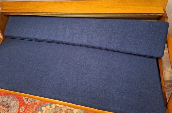 Image 1 of Deense teakhouten slaapbank met opbergvak in de rugleuning, jaren 60