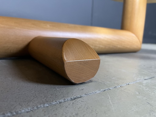 Table basse à deux niveaux en bois à plateau pivotant par Roche Bobois, années 1980