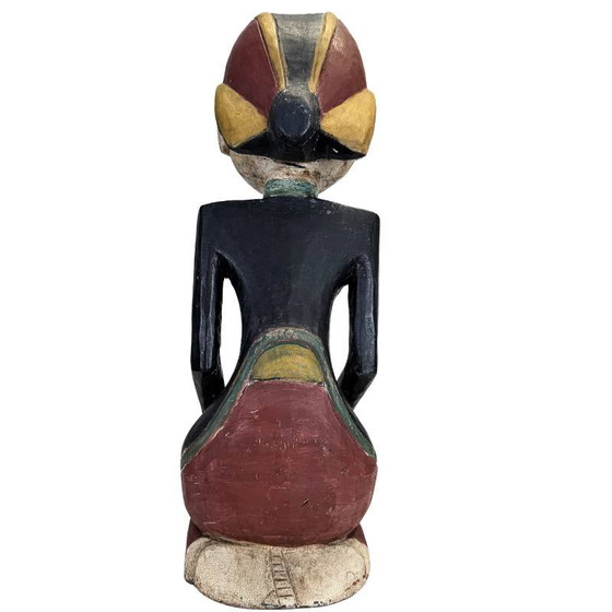 Sculptures javanaises antiques Loro Blonyo – Bois de teck massif – 51 cm – 8.4 kg (photo 6 of 10)