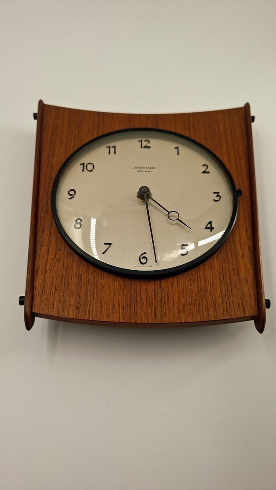 Image 1 of Junghans ATO-MAT teakhouten wandklok - Duitsland 1960