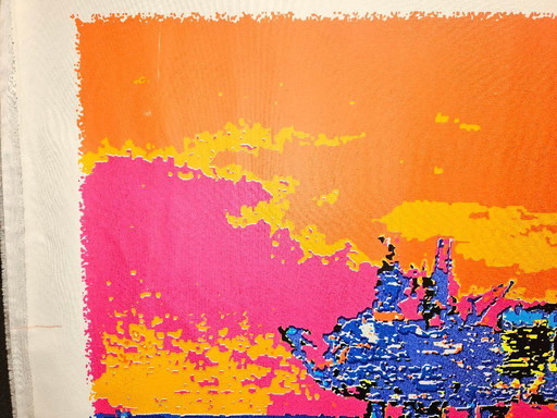 Zeefdruk 1 op canvas Henk van der Vet booreiland