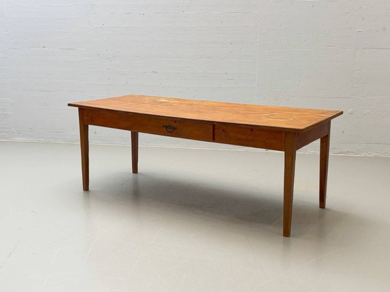 Image 1 of Farmhouse wooden table made of solid softwood, 1960s
