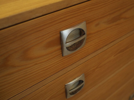 Danish pine veneer chest of drawers with six drawers, 1970s, Wood, Yellow (photo 9 of 11)