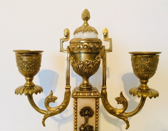 Image 1 of Kamingarnitur Piolaine (Paris) * Antik, 19. Jahrhundert * Uhr