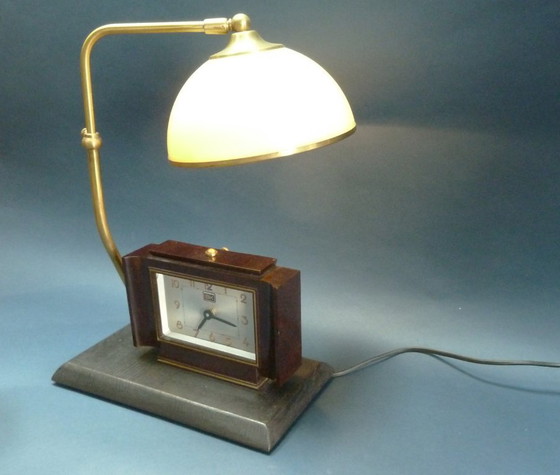 Image 1 of Art deco Bauhaus bakelieten bureaulamp met klok