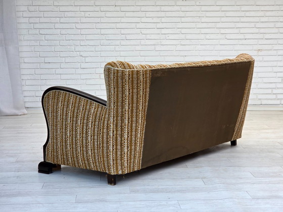 Image 1 of 1960s, Danish 3-seater sofa, original, brown furniture wool, beech wood.