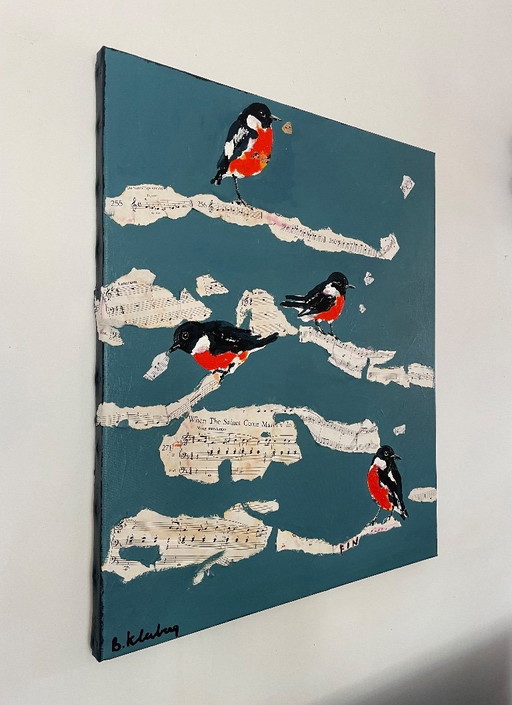 Schilderij Roodborsttappuiten