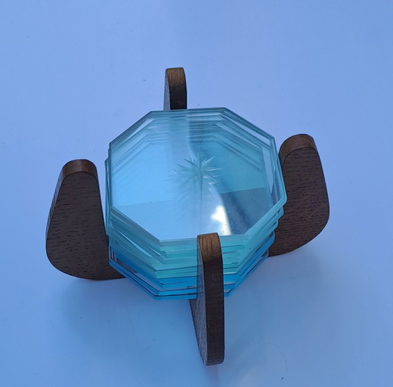 Image 1 of 12 x vintage glass coasters from the 1950s