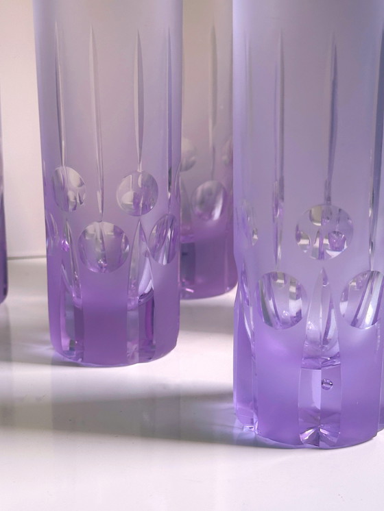 Image 1 of 6 bicchieri da bere vintage in vetro alessandrite tagliato, era spaziale, Italia, Arnolfo di Cambio, Sergio Asti, brutalisti, lo