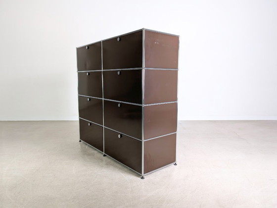 Image 1 of Cassettiera con scaffale vintage marrone USM Haller originale 2x4