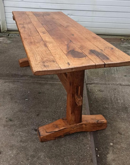 Antique rustic solid oak large dining table