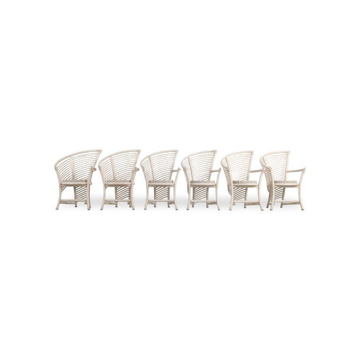 Set di 4 sedie Wickerwork Atelier Schütz, sedia di design del 1970, bambù