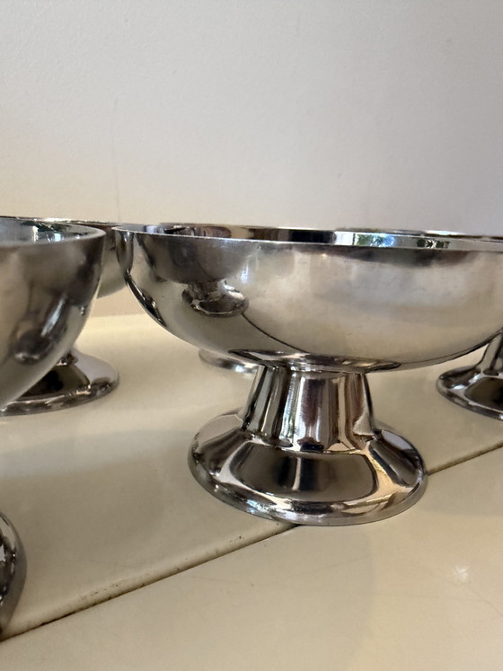 Image 1 of Set of 7 Chrome ice cream coupes