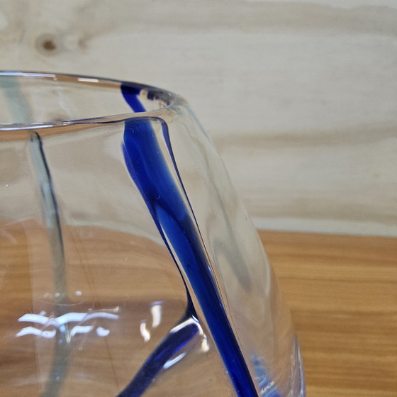 Image 1 of Vintage hand-blown Murano transparent / cobalt blue vase
