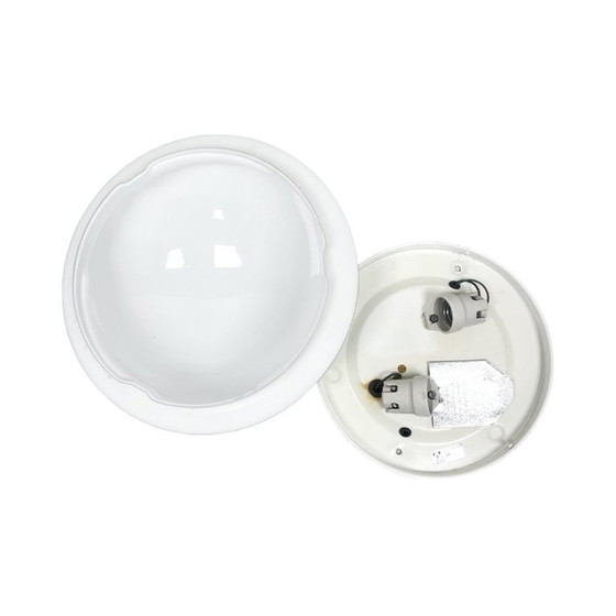 Image 1 of Vintage Peill & Putzler spherical flush-mount light, model 71207 (1970s), opal glass, UFO/retro style.