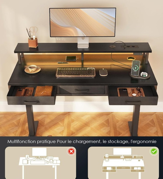 Image 1 of Escritorio eléctrico negro, 120 x 54 x 78 cm ¡Nuevo! ¡Adiós!