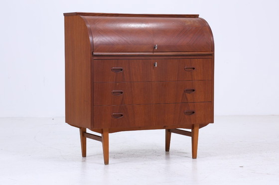 Image 1 of Mooi teak vintage secretaire bureau 60s | Mid Century bureau kast werktafel retro hout opslag #07-12