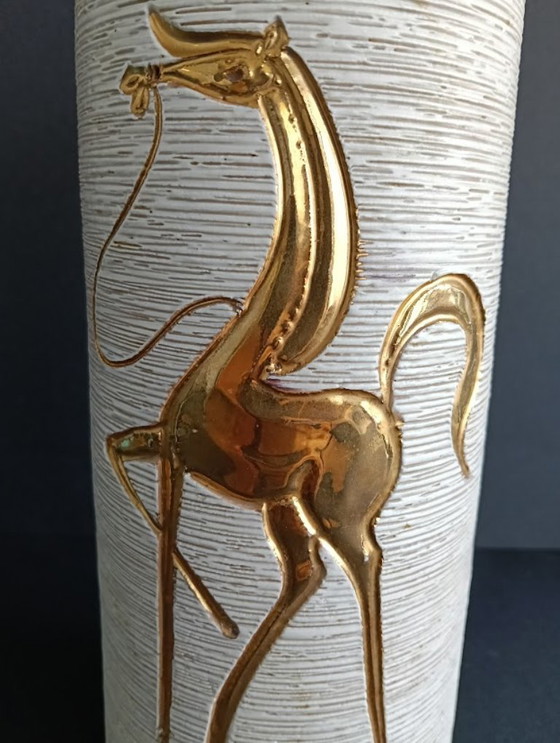 Mid-Century Modern Vase – Fratelli Fanciullacci (Italy, 1950s/1960s) – Gold & Sgraffito – Ceramic (photo 3 of 11)