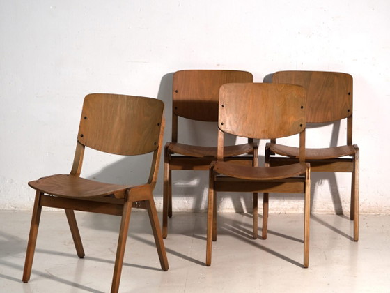 Vintage Thonet dining chairs (c.1950). Set of 4 pieces (photo 2 of 40)