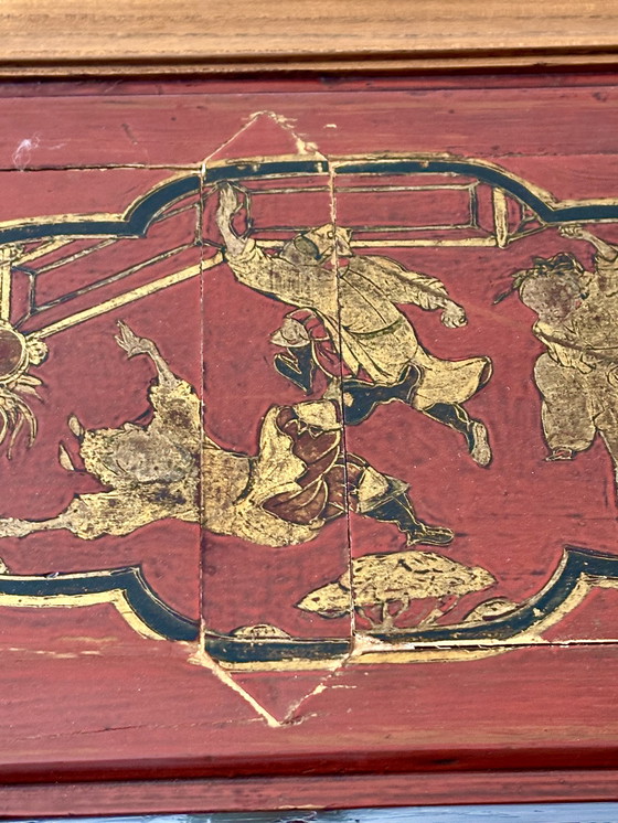 Image 1 of Large Antique Chinese Mirror with Wooden Frame