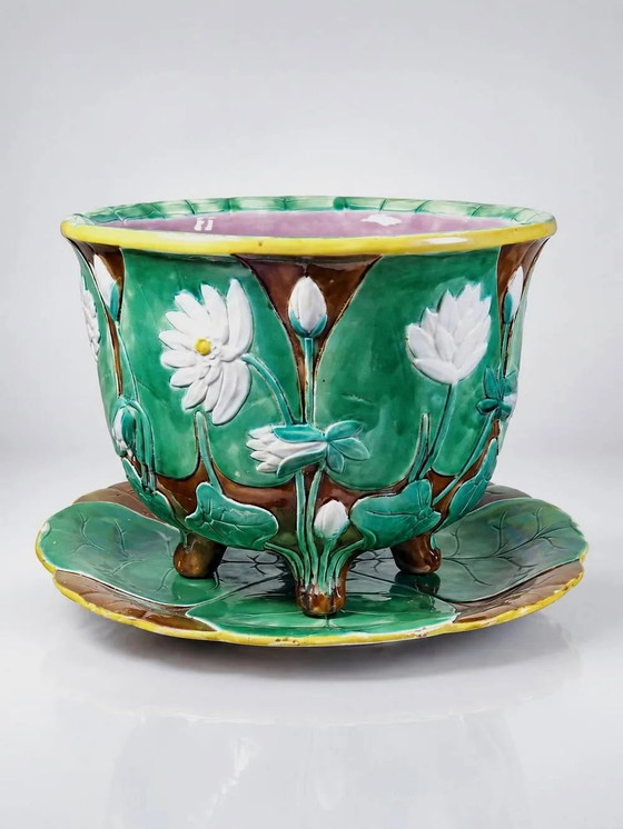 Grande Vasi per piante antico inglese in maiolica attribuito a J. Holdcroft circa . – Porcellana, Art Nouveau (photo 2 of 15)