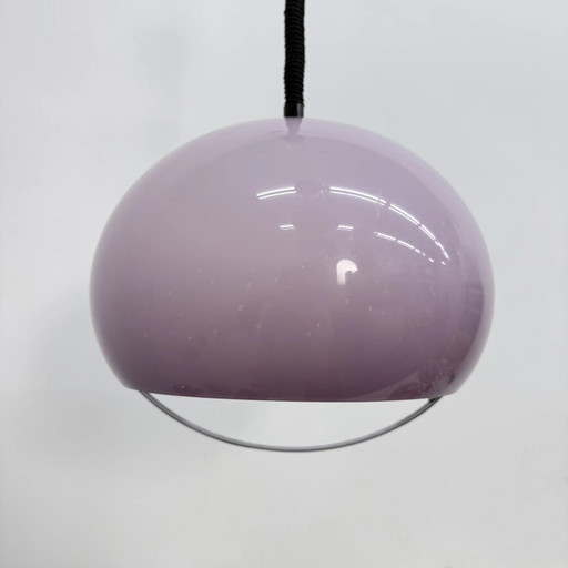 Mid-century paarse plastic hanglamp Harvey Guzzini voor Meblo, jaren 70