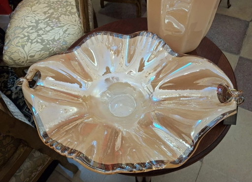 Jarrón y centro de mesa de cristal de Murano