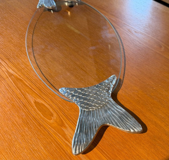 Plateau poisson vintage en verre par BMF Fritz Nagel, Accessoires de table, Métal, Argenté (photo 3 sur 9)