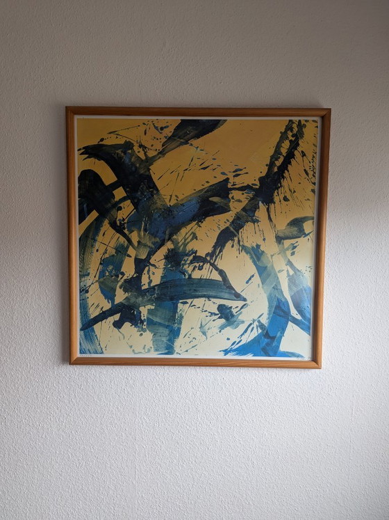 Grande lithographie/œuvre graphique abstraite en couleurs de Susanne Hauenstein (1999), signée à la main et (photo 4 of 5)