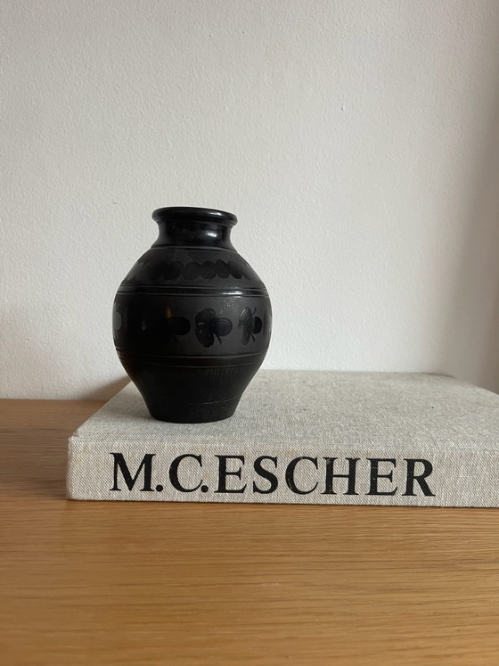 Nádudvari ceramic Vase, K. Nagy József (Hungary), Black (photo 4 of 5)