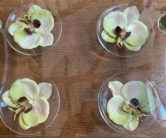 Image 1 of Vassoio rettangolare trasparente decorato con orchidee