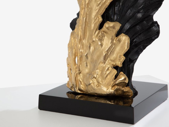 Image 1 of Philippe Cheverny paar grote tafellampen van hars en brons, jaren 70