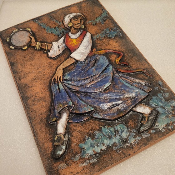 Image 1 of Large Majolika glazed ceramic frame from Karlsruhe, the Bohemian