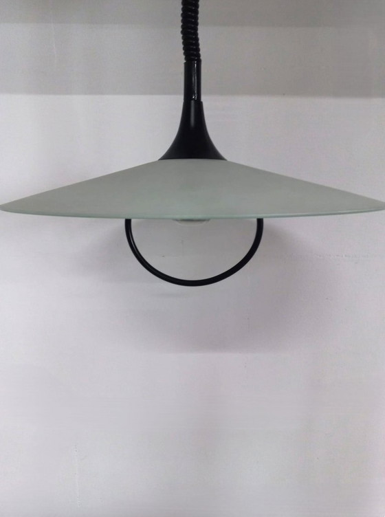 Image 1 of Lampada da soffitto unica con ciotola in vetro effetto marmo (anni '80/'90)