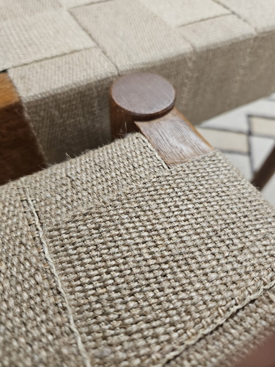 Image 1 of Set di 6 sedie in teak, anni '60, con cinghie elastiche