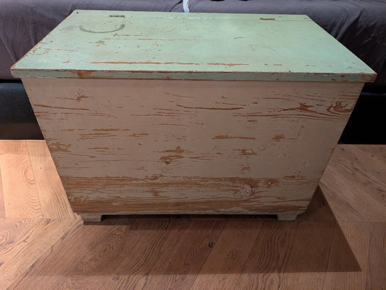 Image 1 of Houten kist vintage wit / groen