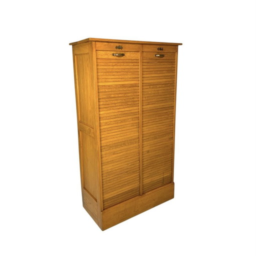 Eichen-Rolladenschrank mit 2 Türen, 150 cm hoch, 1930er Jahre