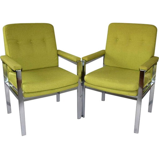 Coppia di poltrone cromate vintage di Milo Baughman, 1970