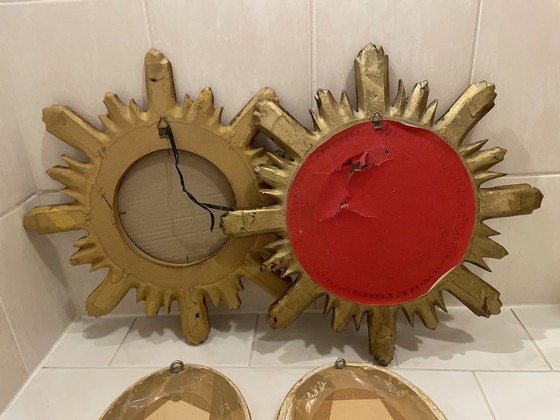 Image 1 of Frame / Mirror Sun Ø 42,5 And Oval 24x18 Cm In Gold / Art / Decoration / Ornaments