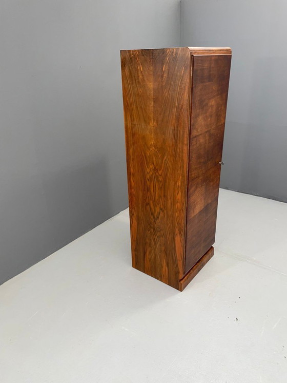 Image 1 of Restored Art Deco Wardrobe with Hanging Rail, Walnut Veneer, Czechoslovakia, 1930s